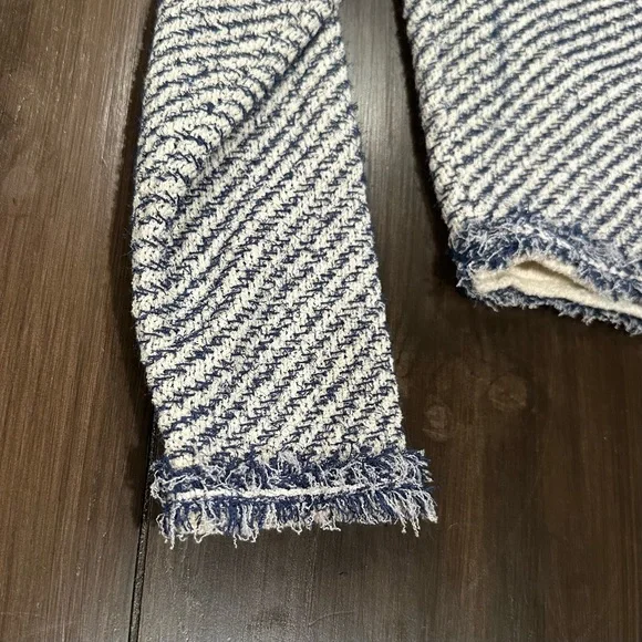 J.Crew Collection Textured Cotton Lady Jacket | NWT | M | Navy White | Fringe - Picture 11 of 15